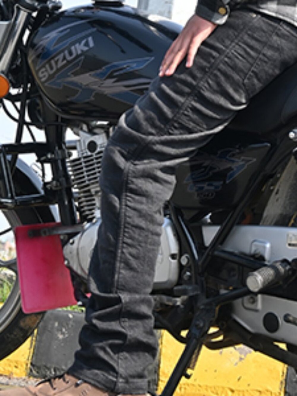 RIDERACT® Mens Motorcycle Jeans Black Reinforced Riding Gear Pants